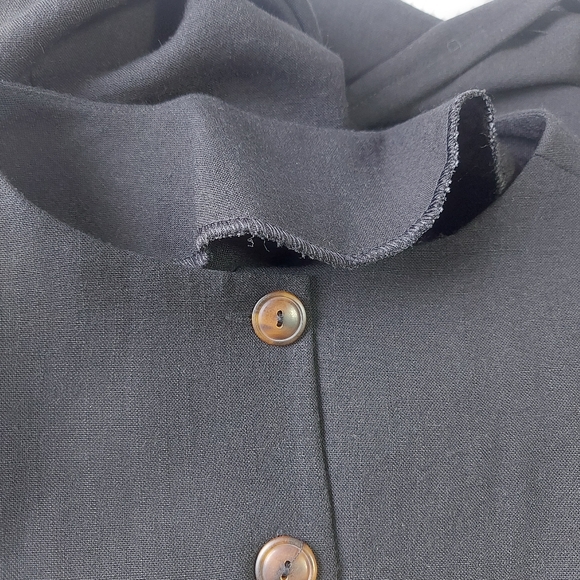 Vintage MJW Studio Midi Dress Size 16 Black Button Back Belted Career Wear - Picture 14 of 16